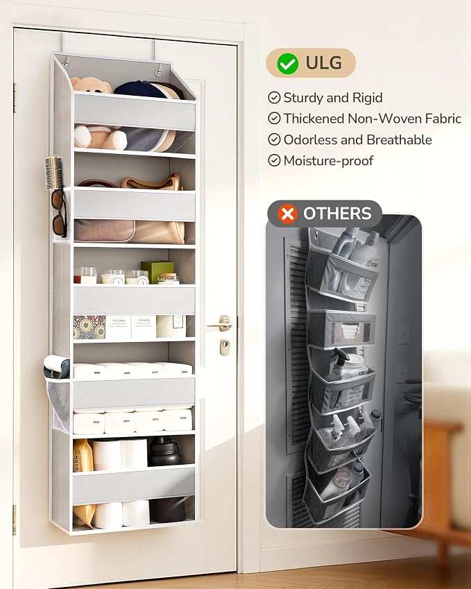 ULG 1 Pack Over Door Organizer Hanging Storage Light Gray