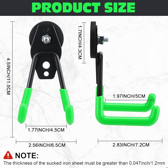 Landhoow 10 Pcs Large Magnetic Hooks Heavy Duty Garage Magnet Hooks Strong Storage Utility Magnetic Hangers with Anti Slip Rubber Coating for Indoor and Outdoor Hanging (Green)