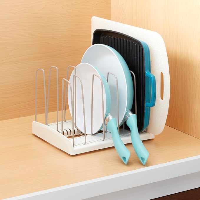 YouCopia StoreMore Cookware Rack with Tall Steel Wires, Adjustable Pan and Lid Organizer for Kitchen Cabinet Storage, Classic Edition
