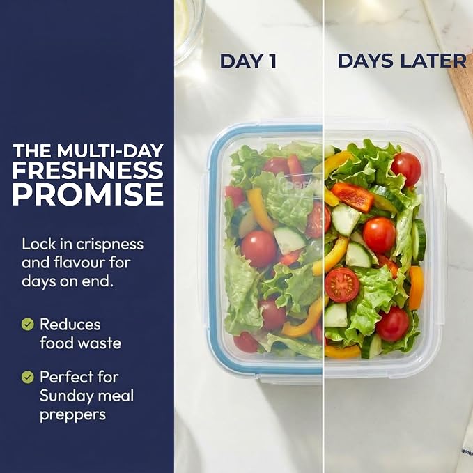 Snapware Plastic Total Solutions (5-Pack, 3 Cup) Food Storage Containers Set, Airtight & Leakproof Plastic Locking BPA-Free Lids Tupperware, Freezer Dishwasher Microwave Safe