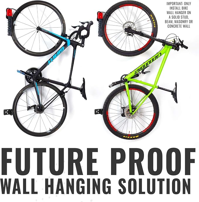 PRO BIKE TOOL Swivel Bike Rack - 2 Pack Indoor Wall Mount for Bicycles in Home and Garage - Vertical Hanging Rack for Space-Saving Storage - Secure Hook for MTB, Road, Hybrid and Kids Bikes
