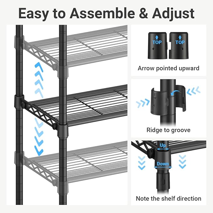 VIPEK V2S Heavy Duty Clothes Rack Portable Closet Organizer, Black | Closet System with 6 Tiers Adjustable Wire Shelves Shoe Shelves Metal Freestanding Clothing Rack for Walk-in Closet 750LBS
