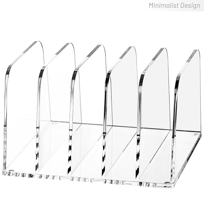 YUXUN Clear Acrylic Desktop File Sorter Organizer,Upright File Organizer, 5-Section Bookshelf for Home Office & Classroom