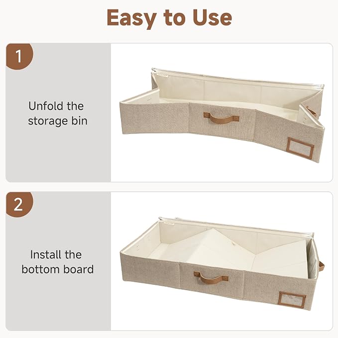 StorageWorks Large Under Bed Storage Containers with Handles and Label Holder, 2 Pack Ultra-thick Fabric Underbed Bins, Closet Organizer for Clothes, Blankets, Sweater