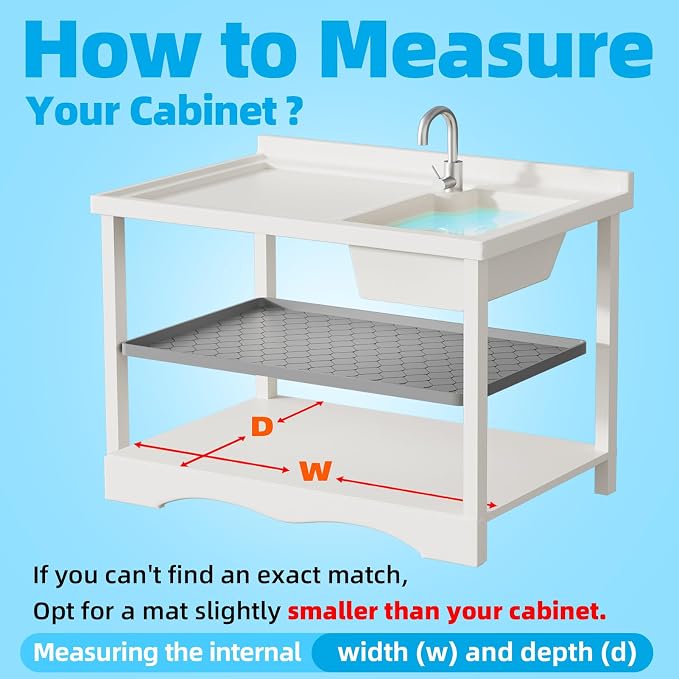 Winisok Waterproof Under Sink Mat 37" x 22", Silicone Mat, Beige | Raised Edge Traps Spills & Leaks, Shelf Liner, Cabinet Protector, for Kitchen, Bathroom, Boots, Pets, Home Essentials