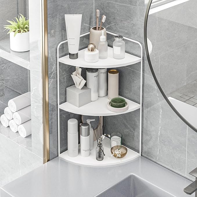 Bathroom Counter Organizer, Vanity & Makeup Countertop Organizer | Corner Bathroom Counter Organizer, Bathroom Sink Organizer, Bathroom Counter Shelf, Countertop Organizer, Corner Desk Shelf
