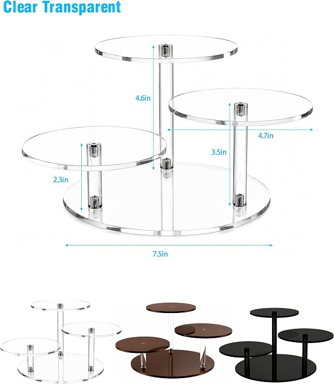 3-Tier Acrylic Display Stand for Botanical Collection Sets, Thickened Showcase Figures Display Holder for Collectibles Dessert Buffet Riser Christmas Tabletop Plant Perfume Watch, Desk Organizer