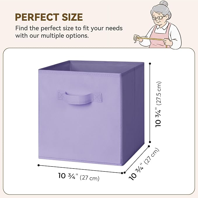 GRANNY SAYS Cube Storage Bins, 11 Inch Cube Storage Organizer, Fabric Collapsible Storage Bins, Storage Cubes for Shelves, Closet, Lavender Purple, 8-Pack