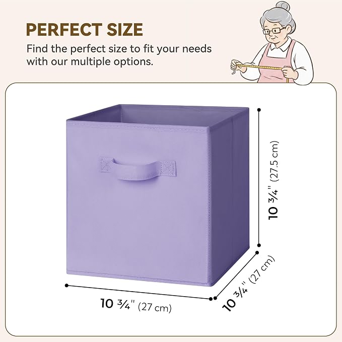 GRANNY SAYS 11 Inch Cube Storage Bins, 6 Pack Cube Storage Organizer with Handles, Storage Cubes for Shelves, Closet, Shelf Oganizer Bins, Purple Gradient