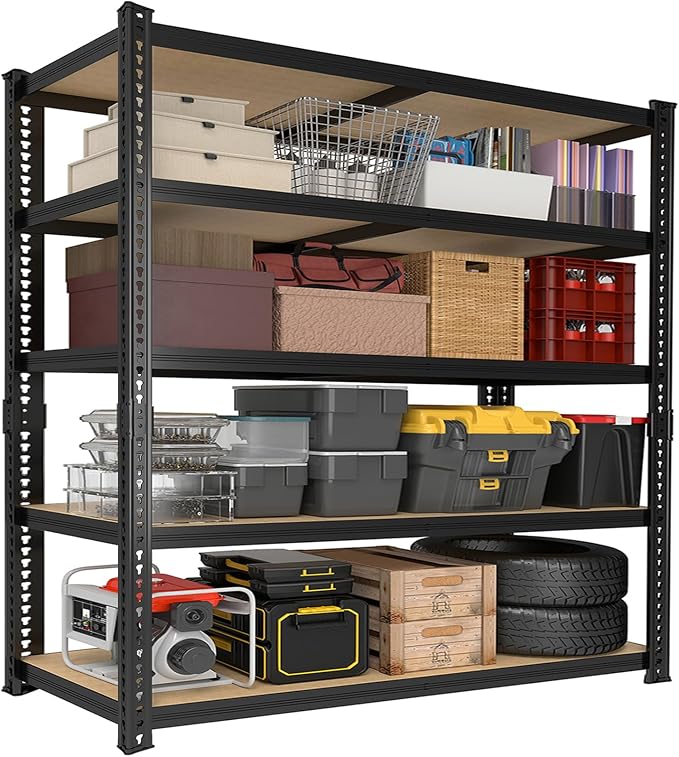 78'' H Garage Storage Shelves, Shelving Units and Storage, Heavy Duty Garage Shelving, Metal Shelves for Basement, Warehouse, Pantry, Kitchen, 78''H x 40''W x 16''D, 2200 LBS