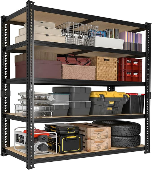 78'' H Garage Storage Shelves, Shelving Units and Storage, Heavy Duty Garage Shelving, Metal Shelves for Basement, Warehouse, Pantry, Kitchen, 78''H x 40''W x 16''D, 2200 LBS