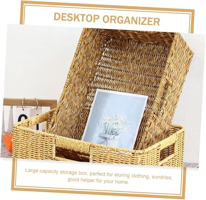 Alipis Material Woven Storage Basket Decorative Desktop Basket for Sundries Boho Style