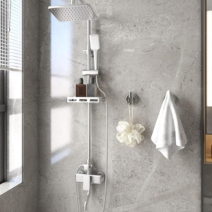 4 Pack Bath Towel Hooks, Wall Mount Towel Holder Chrome Finish Towel Rack, Heavy Duty Robe Coat Loofah Hooks for Shower, Kitchen,Hotel, Pool Tile, Brick Modern Style Decor Wall Hooks