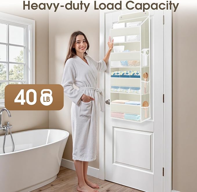 1Pack Over The Door Organizer Large Capacity Hanging Storage Room Organizer | 40 lb Capacity, Ultra-Sturdy, Foldable, Mesh Design with Clear Window, Space-Saving Organizer for Pantry, Nursery & Closet