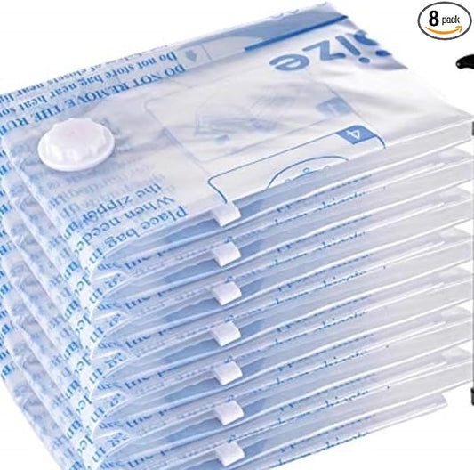 MEIQIHOME Vacuum Storage Bags, Space Saver Sealer Bags,Vacuum seal bags for clothing, Pillows, Comforters, Blankets, Bedding,Travel,8 LARGE