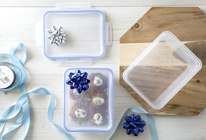 Snapware Plastic Total Solution 3-Pack (8.5-Cup) Food Storage Containers Set, Leakproof & Airtight Plastic Locking Lids Rectangular Containers, BPA-Free Lids, Microwave Dishwasher Freezer Safe