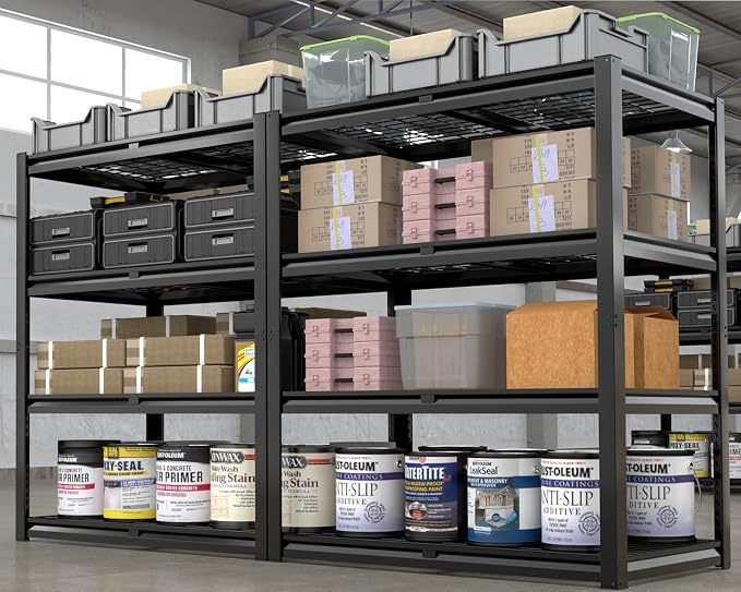 PrimeZone 40" W Heavy Duty Garage Shelving 2200 LBS 4 Tier Storage Shelves | Adjustable Industrial Metal Wire Shelf Utility Rack for Garage,Basement,Pantry,Warehouse,40" W X 20" D X 60" H 2Pack