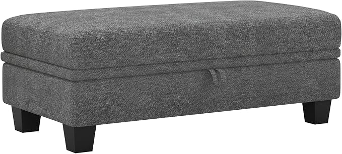 Belffin 45.9" Storage Ottoman Bench Oversized Ottoman for Footrest Upholstered Entryway Bench with Seating for Bedroom, Living Room. Light Grey