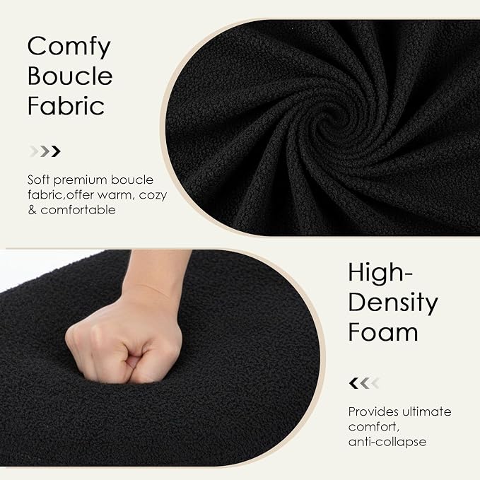 Storage Ottoman Bench Upholstered Fabric Storage Bench End of Bed Stool with Safety Hinge for Bedroom, Living Room, Entryway (45.5-inch, Black)