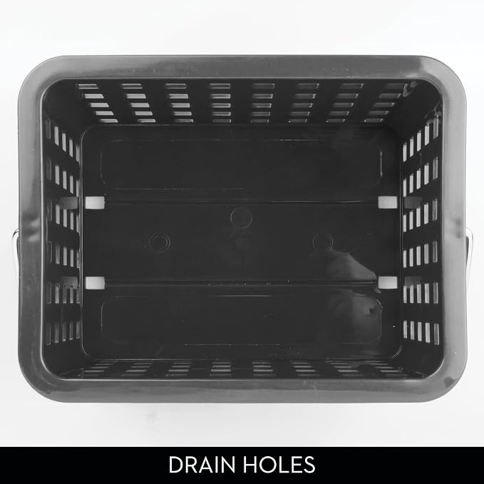 iDesign Stackable Shower Basket with Handle, Gray, Set of 3 | Made in USA, For Dorm or Bathroom