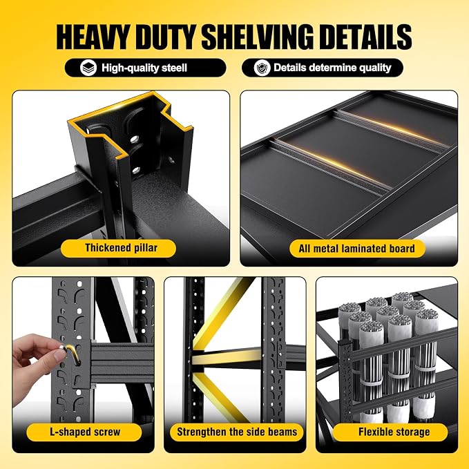 2-Pack 6000LBS Heavy Duty Garage Shelving for Large Garage & Warehouse Storage Organization, 4 Tier Adjustable Metal Storage Rack for Workshop, Basement & Storage Room, 79" W x 24" D x 74" H