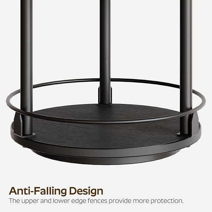 YATINEY Lazy Susan Organizer, Rotating Spice Rack, 2 Tier Spice Turntable Organizer, Industrial Turntable Spice Holder, for Kitchen Countertop and Cabinet, Compact and Versatile, Black SR22BK