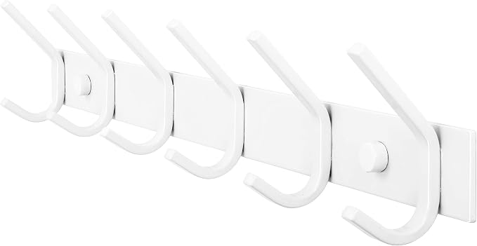 WEBI Coat Rack Wall Mount,Coat Hooks Wall Mounted,Coat Hanger Wall Hook Rack,6 Hooks for Hanging Coats,Jacket,Hats,Clothes,White