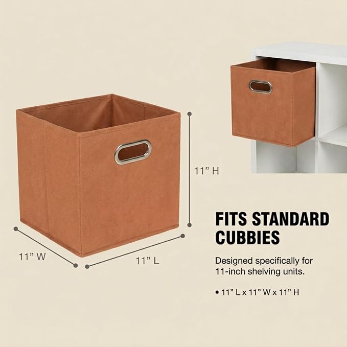 Household Essentials Fabric Storage Bins 6 Piece Set, Terracotta Color