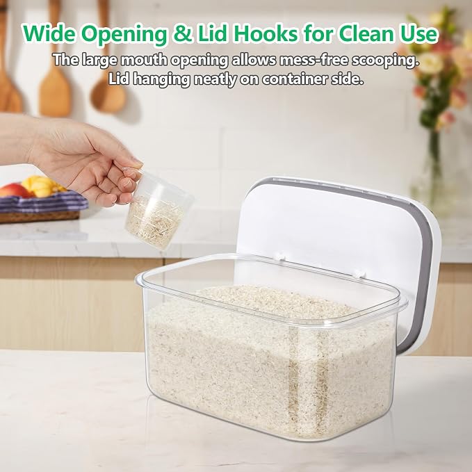 Airtight 12 Lbs Flour Sugar Storage Containers 6.34 Qt Rice Holder BPA Free | Clear PET Plastic Pet Dog Cat Food Storage Container with Pop Up Lid Dry Food Bin for Kitchen Pantry Organization