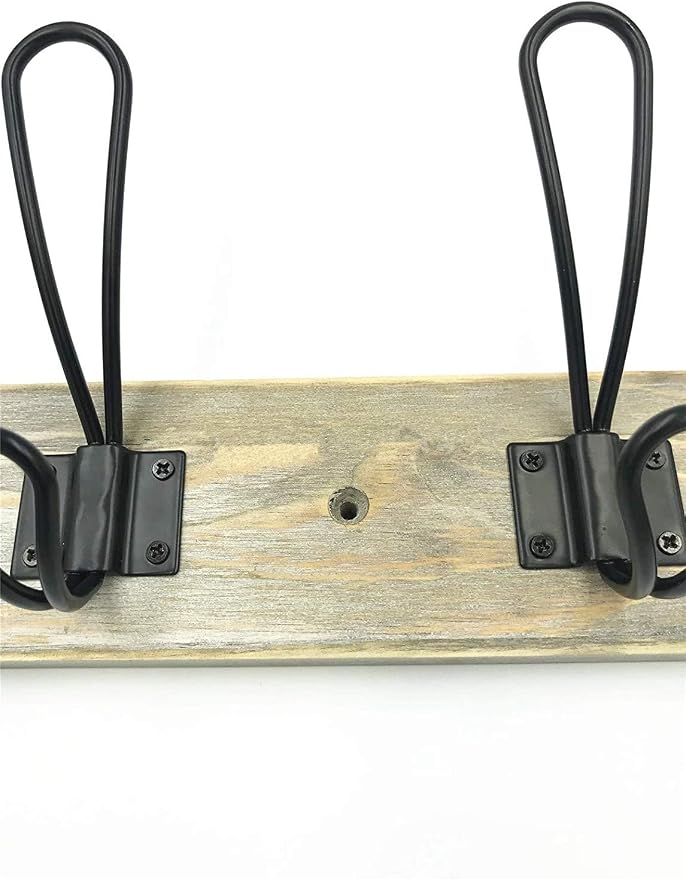 Wall Mounted Coat Rack, Wooden Entryway Vintage Rustic Coat Rack Hat Hanger Rack Zinc die-cast 4-Hook Rail for The Entryway, Bathroom, Bedroom, Kitchen, Mudroom (Pinewood, Metal 4-Hook)