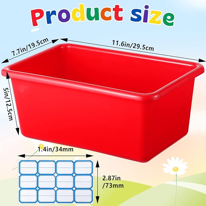 24 Pack Classroom Cubby Storage Bins Plastic Stackable Storage Bins with Labels Cubby Organizer Containers for Classroom School Toy Book Organization(11.5 x 7.5 x 5 Inch,Colorful)