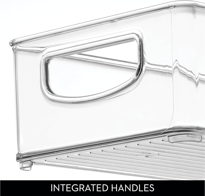 iDesign Slim Extra Long Clear Storage Bin, 4-Pack | Narrow, Stackable, Kitchen or Pantry Organizer