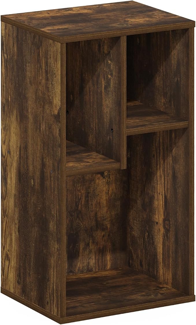 Furinno DALY Book Shelf, 3-Cube Bookshelf, Cube Storage Organizer Bookcase with Irregular Compartments, 9.4 x 11.7 x 21.3, for Living Room, Bedroom, Home Office, Amber Pine