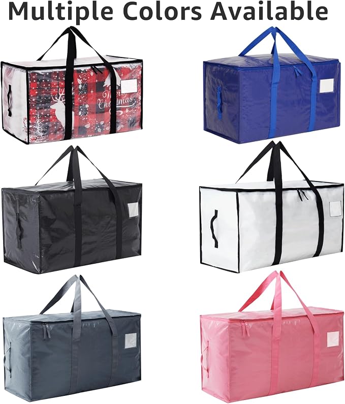 Moving Bags Heavy Duty Extra Large, Moving Boxes, Moving Supplies Essentials, Blue Storage Bins with Lids, Plastic Packing Totes, Storage Bags for Clothes with Handles & Zippers(Black, 6 Pack)