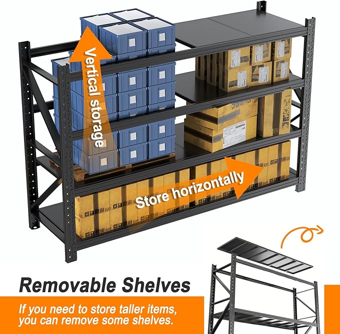 Garage Shelves Heavy Duty 67" W Metal Garage Shelving Unit | High Load Capacity Industrial Storage Shelves for Garage Warehouse Basement