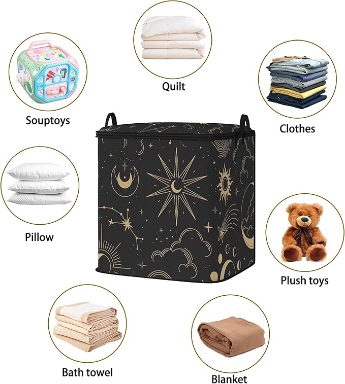 king comforter storage bag,blanket organizer with zipper 95L (2pack) | quilt duvet sweater sheet bedding pillow clothes storage for closet,dorm moving essentials containers with portable handles