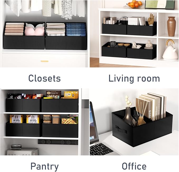 DIMJ Trapezoid Storage Bins for clothes - 5 Packs Closet Organizers and Storage Baskets, Foldable Closet Baskets with Handles and Divider, Closet Storage Bin Toybox for Shelves Living Room Bedroom