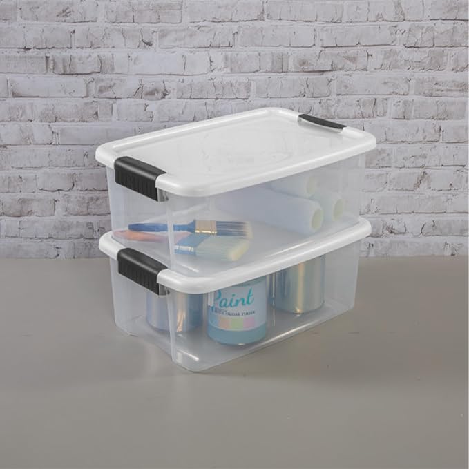 Sterilite Ultra Latch Box with Lids for Home and Office, 18 Quart, 24-Pack | Heavy-Duty and Stackable Plastic Containers with Latches for Closet, Cabinet, Bedroom, Bathroom and Dorm Room Organization