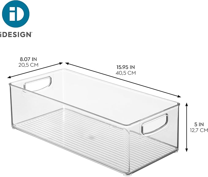 iDesign Stackable Storage Bin - Clear | Organizer Bin for Kitchen and Pantry, Made in USA