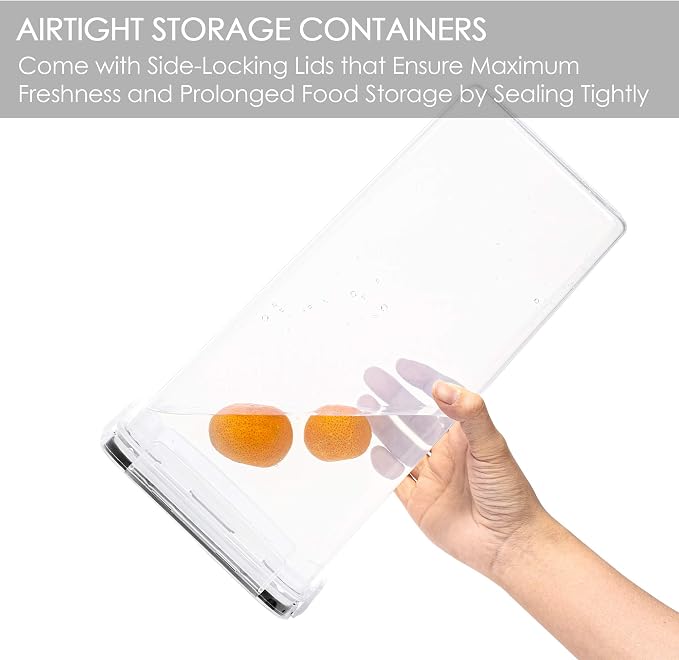 Vtopmart Airtight Food Storage Containers, 4 Pack, 2.8L, Black | Airtight BPA-Free Containers, Pasta Flour & Sugar Storage, Food Preservation, Lidded Canisters, Organized Pantry Storage
