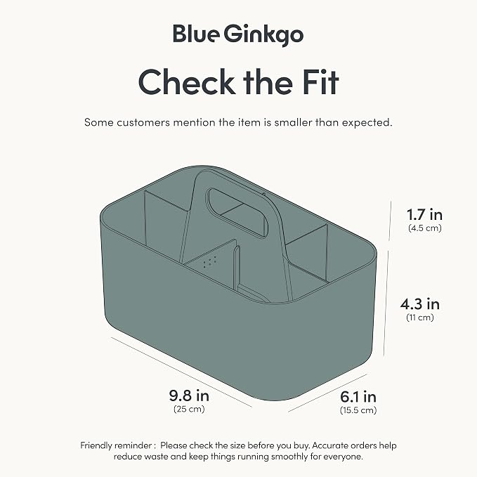 BLUE GINKGO Stackable Organizer Caddy, Rectangle, Green, Made in Korea | Portable. Adjustable. Home, Office & School Storage.