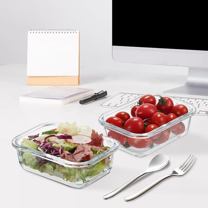 GULFLIN 12 Pack 22oz Glass Meal Prep Containers, Food Storage Containers with Lids, Air-Tight, Leak-Resistant, Freezer to Microwave Safe - Grey Set | Glass Food Storage Containers with Snap Airtight Lids, Dishwasher Safe, Freezer to Microwave Safe