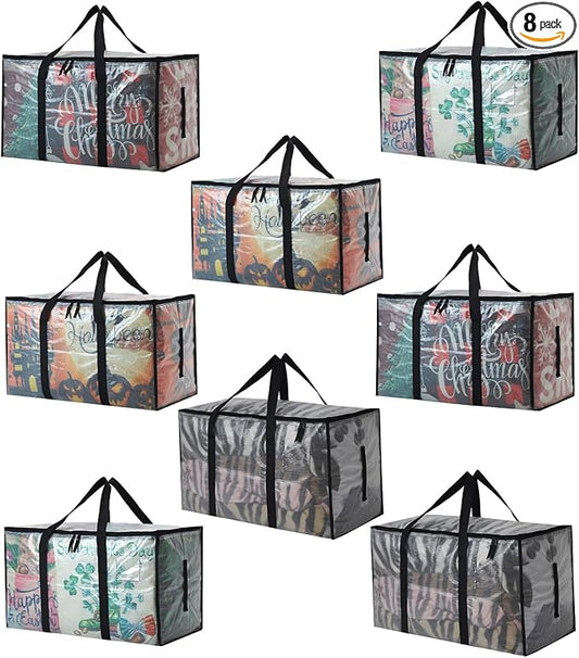 8 Pack Heavy Duty 93L (24.5 Gallon) Stackable Plastic Storage Bins with Lids, Clear Totes – For Home Organization and Storage, Sturdy and Reusable Alternative to Moving Bags