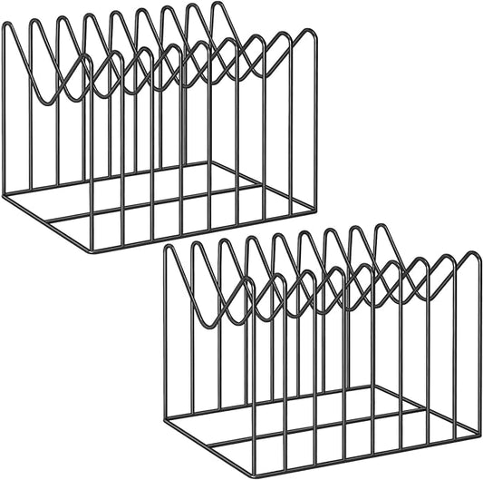 TOPCJ 2 Sets Wire File Organizer for Desk,File Folder Holder/Rack/Stand,File Sorter Organizer,Desktop Record/Clipboard Holder,8 Sections Storage,Anti-Scratch/Rusty,Steel Stable Holder,Black