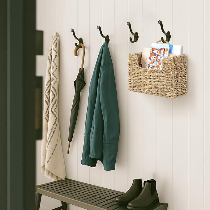 Handwoven Seagrass Wall Magazine Holder - Natural Hanging Organizer for Mail, Newspapers & Magazines, Books & Files - Decorative Boho Storage Basket for Entryway, Bathroom, Living Room, Office.