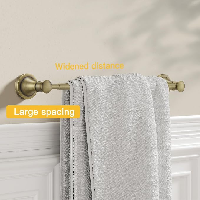 BESy Towel Racks for Bathroom Wall Mounted Bath Towel Bar Antique Brass | Adjustable 16-26 In, Wall Mounted Towel Holder, Stainless Steel, Rustproof, Towel Bar Rod Hanger Hardware Accessories Hotel