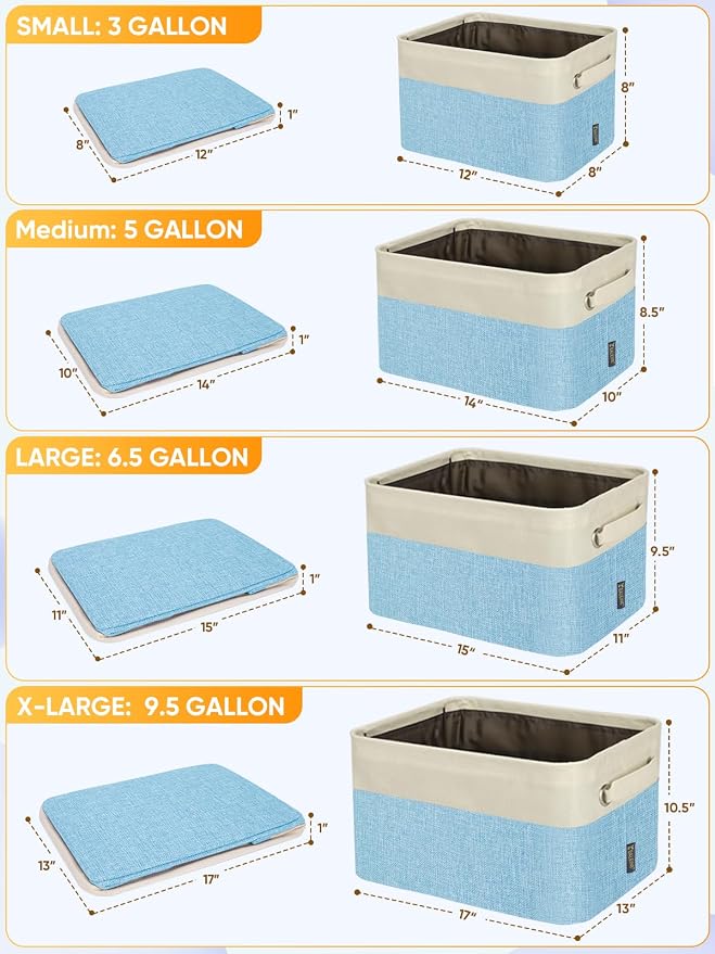 BALEINE 1 Pack Fabric Closet Storage Bins for Shelves, Linen Closet Organizers and Storage, Decorative Baskets for Organizing, Shelf, Clothes, Home, Office (Skyblue, 12"x8"x8")