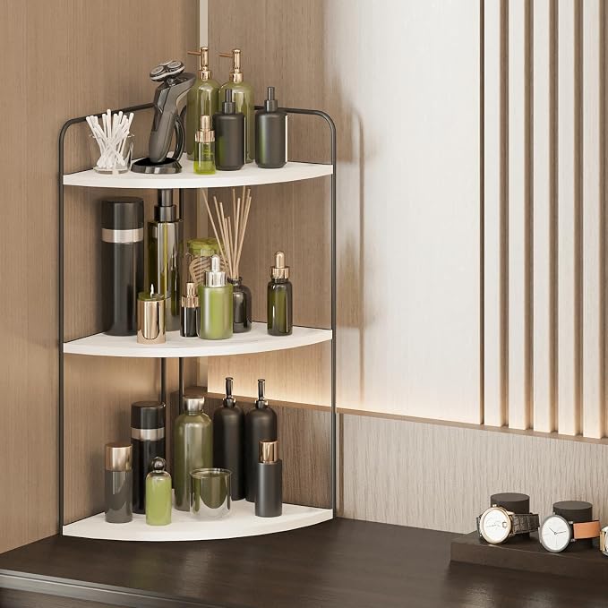 Bathroom Counter Organizer, Vanity & Makeup Countertop Organizer | Corner Bathroom Counter Organizer, Bathroom Sink Organizer, Bathroom Counter Shelf, Countertop Organizer, Corner Desk Shelf