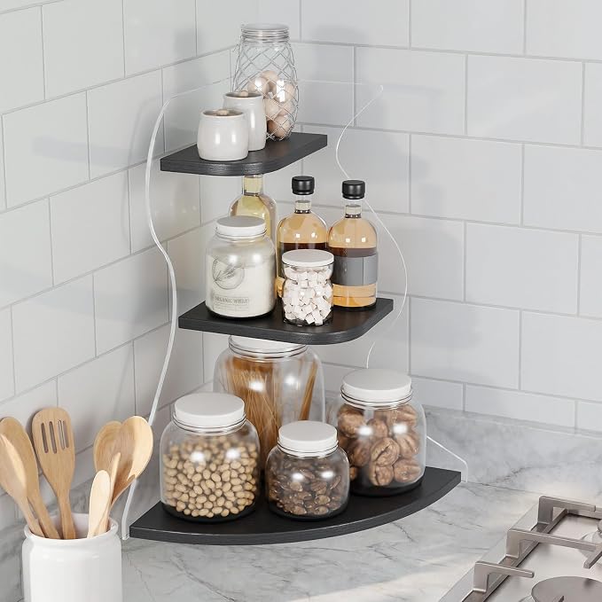 Bathroom Counter Organizer,Bathroom Counter Shelf,Perfume Organizer | 3 Tier Corner Bathroom Counter Organizer, Bathroom Sink Organizer, Makeup Organizer, Vanity Organizer Countertop,Corner Shelf