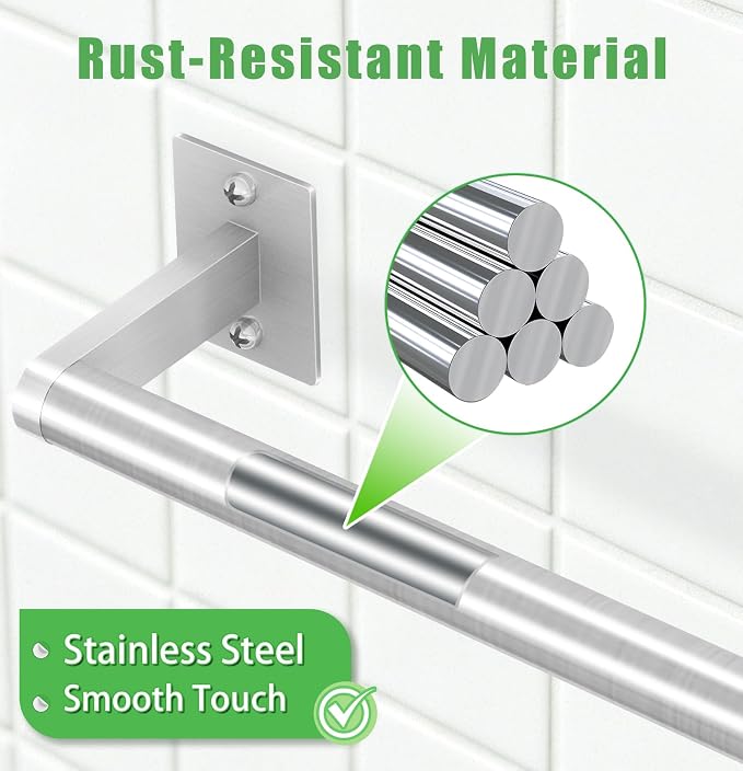 VOTZAAQ Brushed Nickel Towel Bar for Bathroom Wall,Stainless Steel Towel Racks for Bathroom Wall Mounted, Space-Saving Towel Storage, 32 Inch